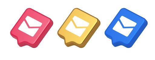 Newsletter inbox chat message button remotely communication digital notification 3d speech bubble icon vector