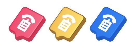 Call phone book contact list button cyberspace friends information communication 3d speech bubble icon vector
