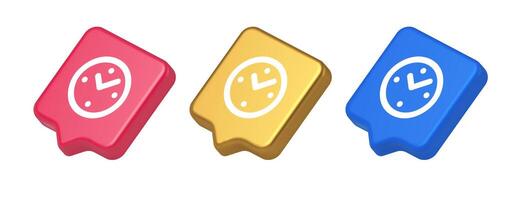 Alarm clock time countdown button deadline measurement 3d realistic speech bubble icon vector