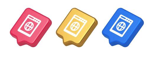 Internet browser global wireless connection button cyberspace virtual networking 3d speech bubble icon vector