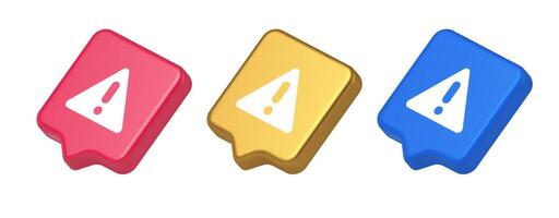 Exclamation point triangle button attention advice mark important information 3d speech bubble icon vector