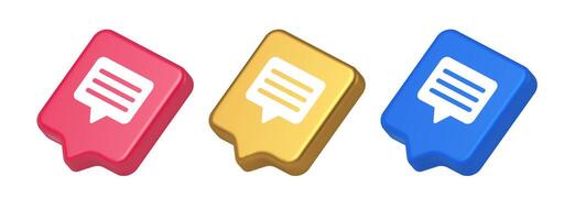 Chat box speech bubble button social networks texting internet communication 3d speech bubble icon vector