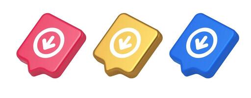 Down arrow circle frame button web interface pointer navigation app 3d realistic speech bubble icon vector