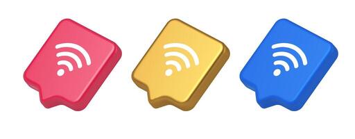 Wi fi internet connection button high speed wireless cyberspace digital network 3d speech bubble icon vector