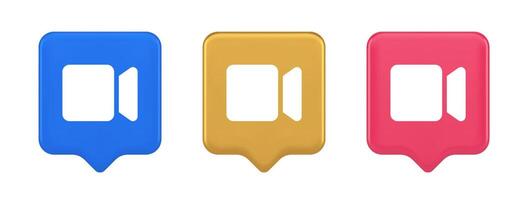 Camera photo shooting multimedia content creation button 3d realistic speech bubble icon vector