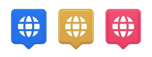 Internet connection global web communication button planet globalization technology 3d speech bubble icon vector