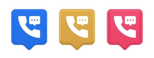 Helpline assistance chat consulting telephone customer support button 3d realistic speech bubble icon vector