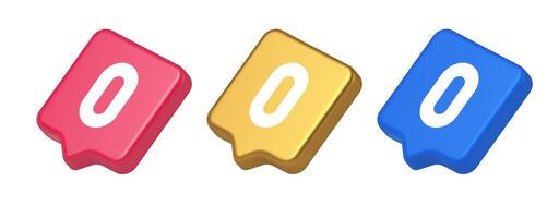 Zero character number button digital sign for math counting cyberspace communication 3d speech bubble icon vector