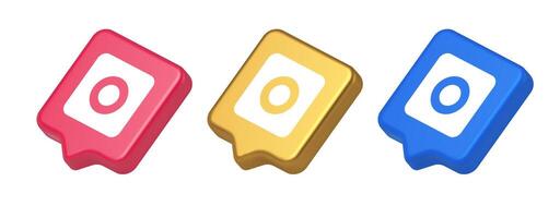 Camera photo shooting button multimedia content creation web application 3d speech bubble icon vector