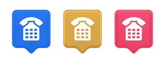 Phone call contact communication web button helpline hotline 3d realistic speech bubble icon vector