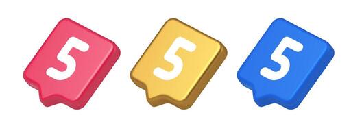 Five character calculator keyboard button financial counting 3d realistic speech bubble icon vector