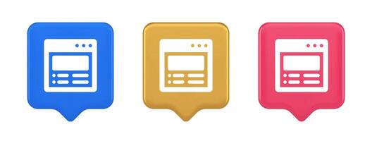 Internet document tax form banking account web page button virtual browsing interface 3d speech bubble icon vector