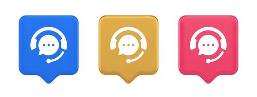 Customer support live chat service button information messaging consulting 3d speech bubble icon vector