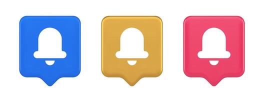 Handbell ring sound notification button incoming message call notification 3d realistic speech bubble icon vector