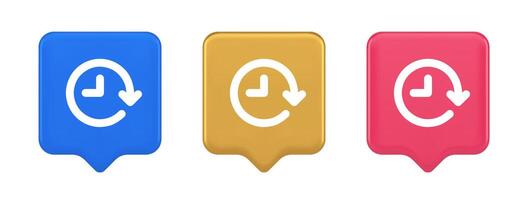Clock in circle arrow button time countdown deadline chronometer 3d realistic speech bubble icon vector
