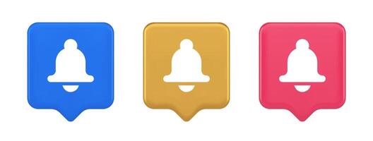 Bell ring audio sound button signal push reminder cyberspace interface notification 3d speech bubble icon vector