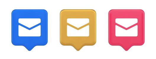 Newsletter inbox chat message button remotely communication digital notification 3d speech bubble icon vector