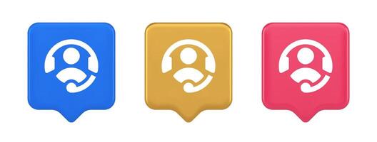 Customer support helpdesk assistance button call helpline connection 3d realistic speech bubble icon vector