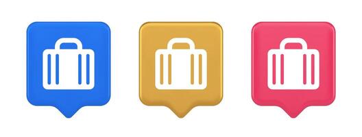 Suitcase baggage briefcase button office business accessory travel tourism element 3d speech bubble icon vector