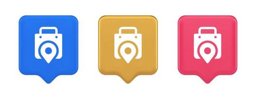 Shop location map pin with shopping bag button web app design realistic speech bubble icon vector