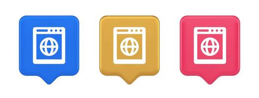 Internet browser global wireless connection button cyberspace virtual networking 3d speech bubble icon vector