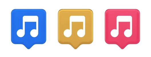 Music note audio sound button audio sound listening production 3d realistic speech bubble icon vector