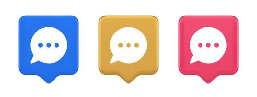 Think bubble chat button online dialogue social network communication 3d realistic speech bubble icon vector