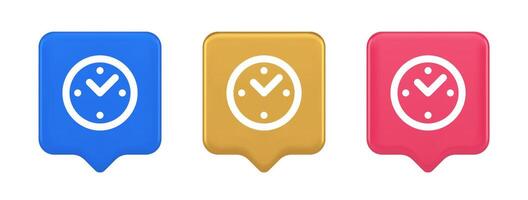 Alarm clock time countdown button deadline measurement 3d realistic speech bubble icon vector