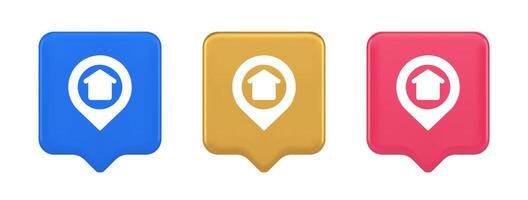 Urban building location find button house map pin web application 3d realistic speech bubble icon vector