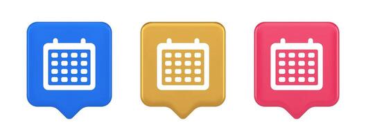 Schedule planner organizer button to do list agenda reminder service 3d realistic speech bubble icon vector