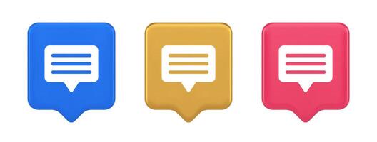 Chat box speech bubble button social networks texting internet communication 3d speech bubble icon vector