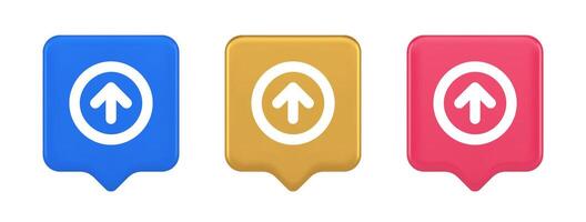 Up arrow round border button cyberspace navigation pointer 3d realistic speech bubble icon vector