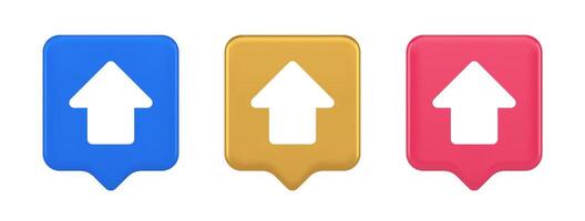 Arrow up button directional pointer cyberspace cursor 3d realistic speech bubble icon vector