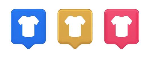 T shirt online shopping button internet order purchasing 3d realistic speech bubble icon vector