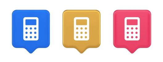 Calculator button mathematical number counting web application design 3d realistic speech bubble icon vector