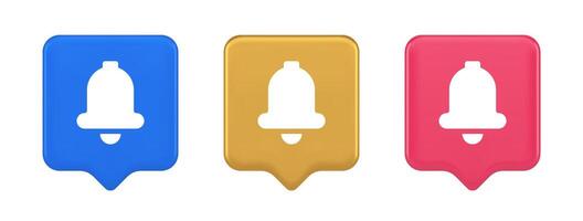 Handbell ring button cyberspace sound reminder service 3d realistic speech bubble icon vector