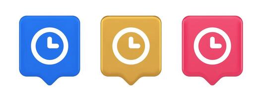 Timer countdown deadline control button time management watch web app design 3d speech bubble icon vector