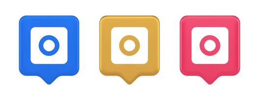 Camera photo shooting button multimedia content creation web application 3d speech bubble icon vector