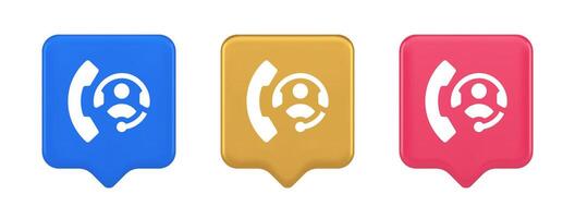 Emergency call helpline assistance button customer support service 3d realistic speech bubble icon vector