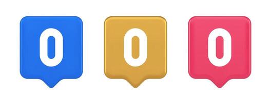 Zero character number button digital sign for math counting cyberspace communication 3d speech bubble icon vector