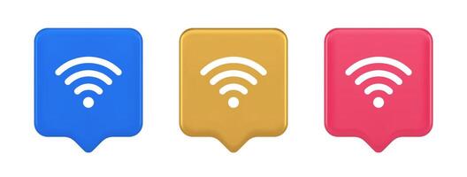 Wi fi internet connection button high speed wireless cyberspace digital network 3d speech bubble icon vector