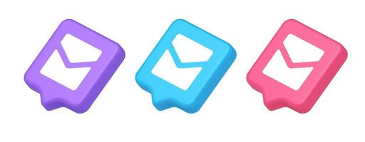 Email letter incoming message closed envelope mobile application button 3d realistic speech bubble isometric icon vector