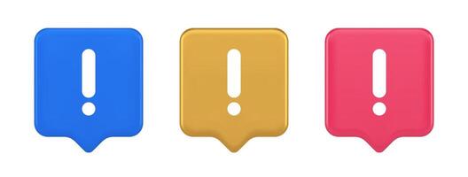 Exclamation mark keyboard button important attention point cyberspace communication 3d speech bubble icon vector