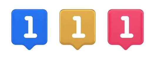 One number button finance counting panel keyboard user interface 3d realistic speech bubble icon vector