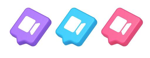 Camera photo shooting multimedia content creation button 3d realistic speech bubble isometric icon vector