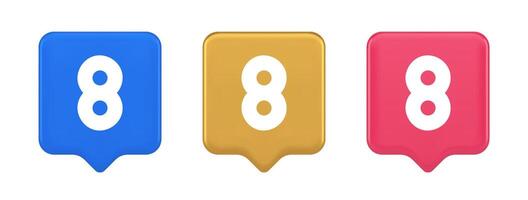 Eight number button mathematic counting calculator web application 3d realistic speech bubble icon vector