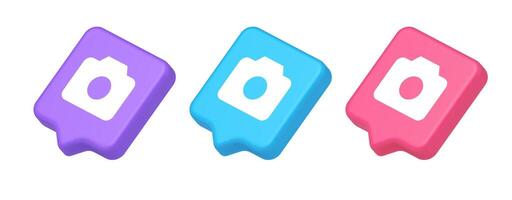 Camera multimedia application content creation digital button 3d realistic speech bubble isometric icon vector
