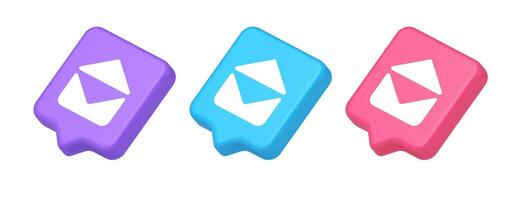 Email open envelope letter received incoming message button 3d realistic speech bubble isometric icon vector
