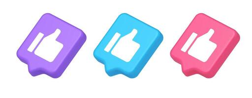 Thumb up like cool button cyberspace approve acceptance communication 3d realistic speech bubble isometric icon vector