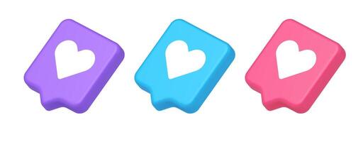 Dating application mobile interface button with heart social network communication 3d speech bubble isometric icon vector